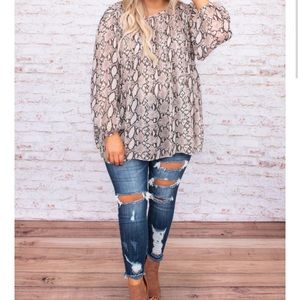 Snakeskin Printed Top, 2X
